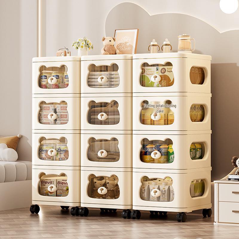 Multi-Layer Snack & Toy Storage Cabinet: Safe for Kids, Ideal for Living Room & Bedroom