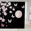Koi Fish Shower Curtain Japanese Style Bath Curtain Boys Girls Ocean Marine Lotus Leaf Bathroom Shower Curtain Set Waterproof