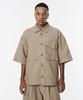 Codemorph Linen Texture Cotton Utility Short Sleeve Shirt Jacket Beige