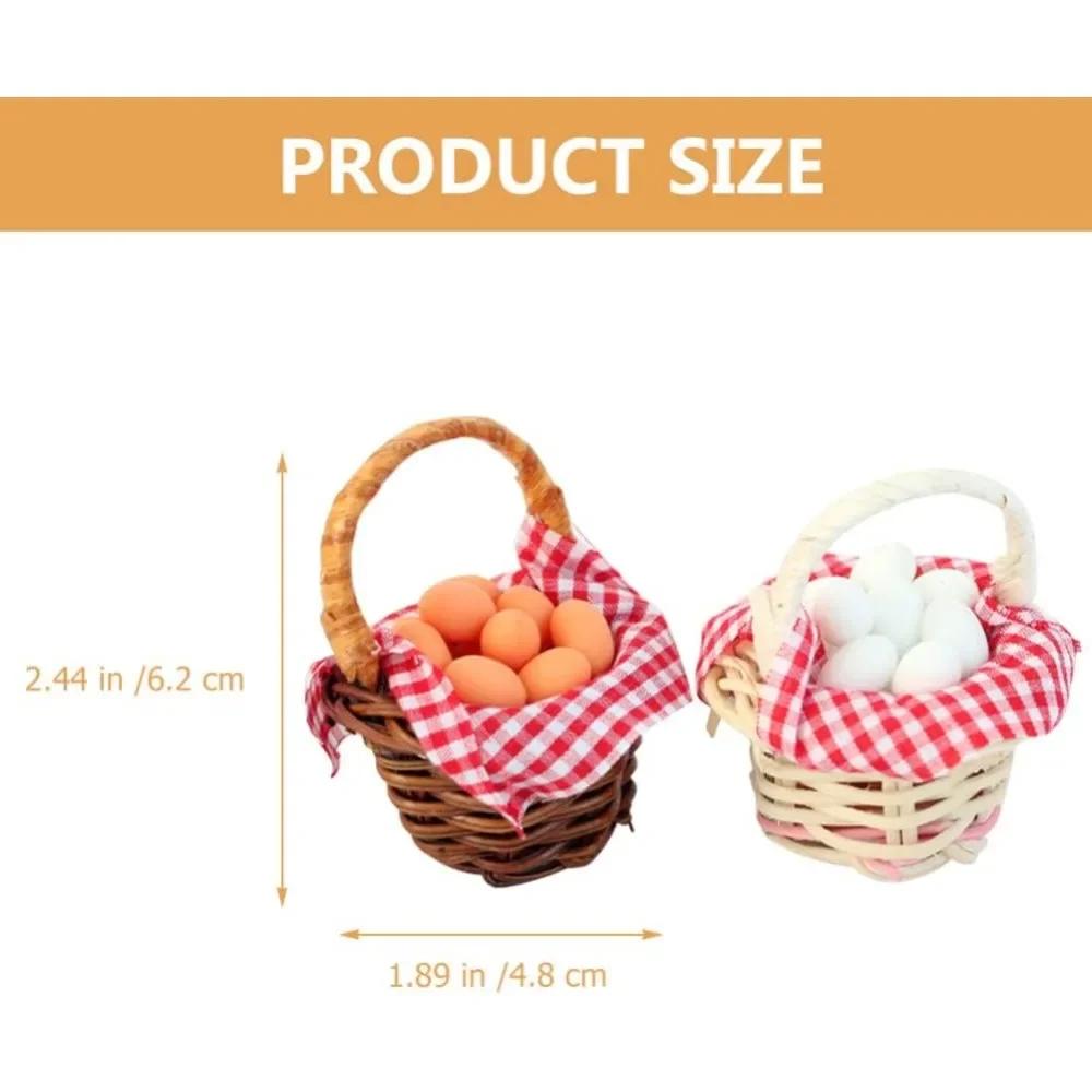 Mini košík s vajíčky, miniaturní domeček pro panenky, hračka s jídlem 1:Příslušenství k domečku pro panenky v měřítku 12, doplňky do vílí zahrady, mikro krajinářské ozdoby