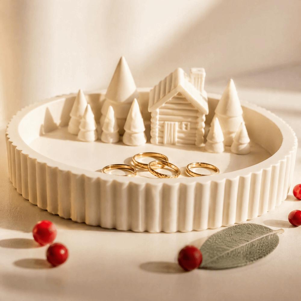 Small Miniature Landscape Hollow Ball Shaped Snow Scene Decoration Christmas Atmosphere Tray Home