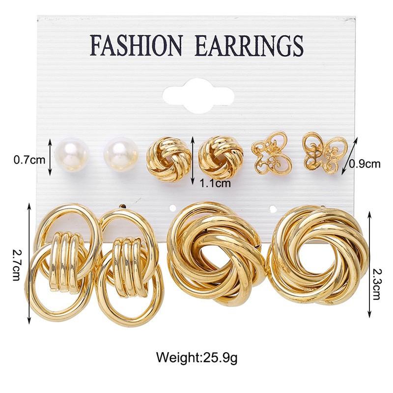 Fashion Gold Color Earrings Set for Women Boho Vintage Chunky Heart Pearl Geometric Studs Earrings Simple Jewelry Gifts 2026 New