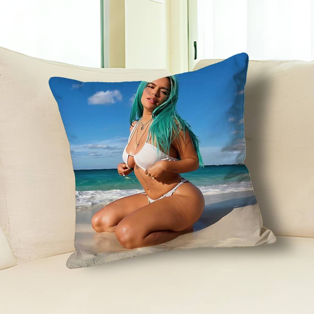 K-Karol G Tropicoqueta Various Sizes Square Pillow Case For Car Home Bedchamber Decor Custom Valentine gift