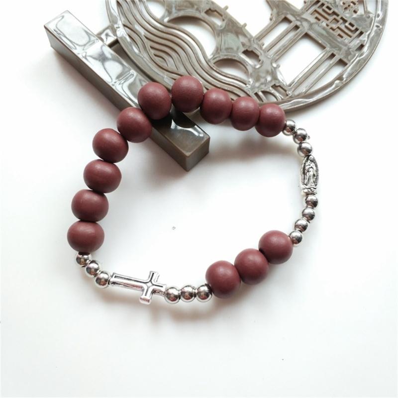 Catholic Cross Finger Chain Vintage Rosary Baptism Rosaries Bracelet for Baptism Favor Christening Women Men Jewelry