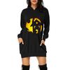 Women Casual Fashion Loose Plus Size Halloween Print Long-Sleeve Blouse Dress