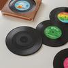 Vintage LP Record Coasters Cup Pads Non Slip Coffee Drink Mats ABS Material Cup Mats Suitable for Dining Table