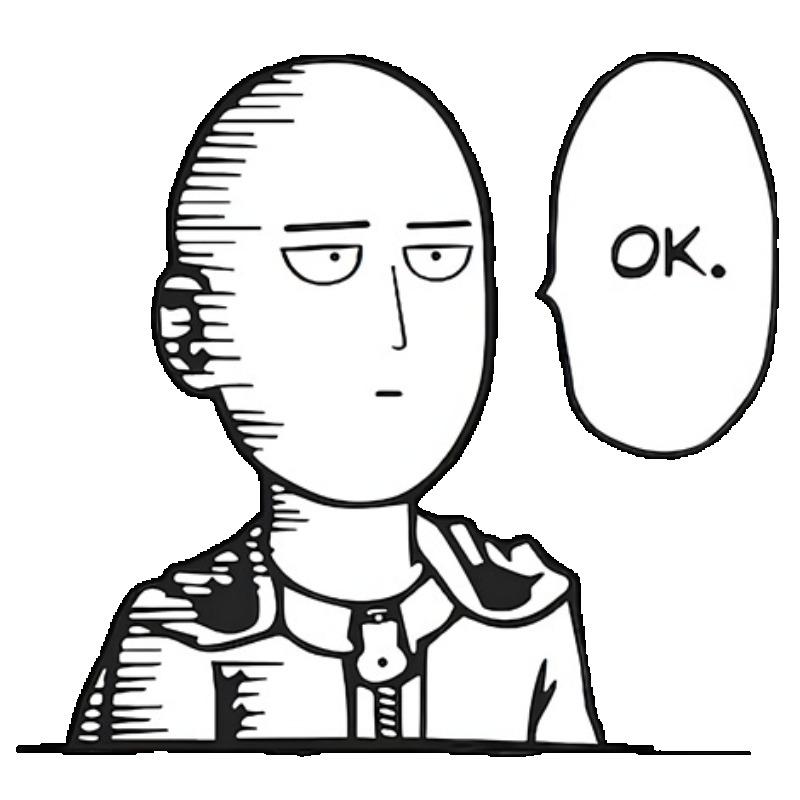 Black T-Shirt with One Punch Man Character and Ok Text Graphic Print for Casual Wear