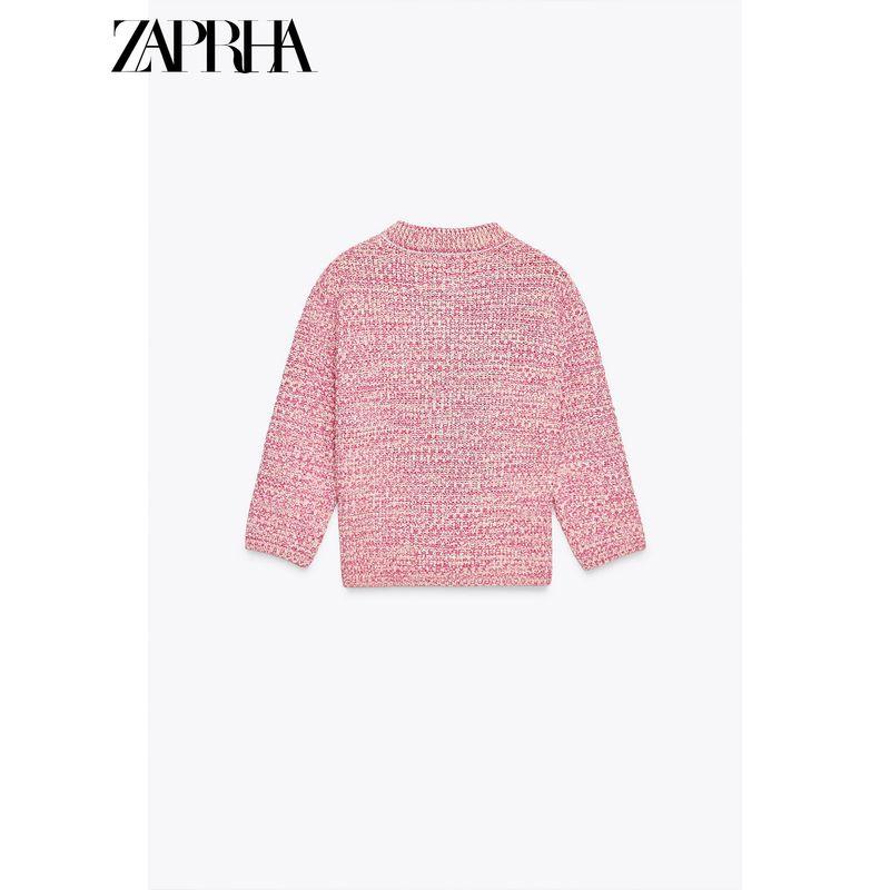 Zaprha 2025 Fall New Fashion Casual Pink 3/4 Sleeve Knitting Cardigan Short Coat Female 6427041