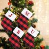 Large Capacity Red Black Checkered Letter Socks Christmas Tree Ornaments  New Year Decoration
