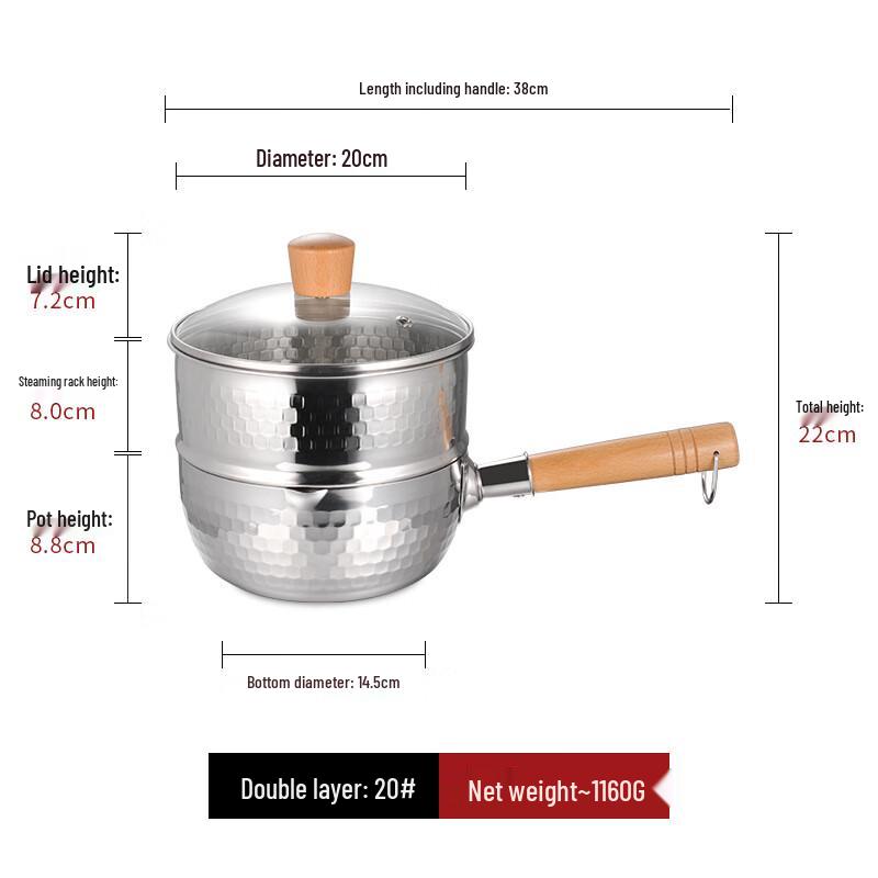 Lilang Stainless Steel Japanese Milk Pot with Wooden Handle