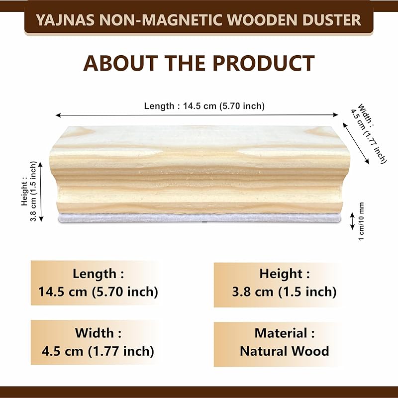 

Yajnas Wooden Duster & Marker Combo For Whiteboard & Chalkboard Use - Duster + 1 Black Marker Combo, Premium Non Magneti 0 коричневий