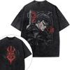 Camiseta Estampada de Guts de Anime Berserk para Hombre y Mujer Manga Corta Camisetas de Algodón Camiseta Lavada Vintage Harajuku Casual Camiseta Oversize