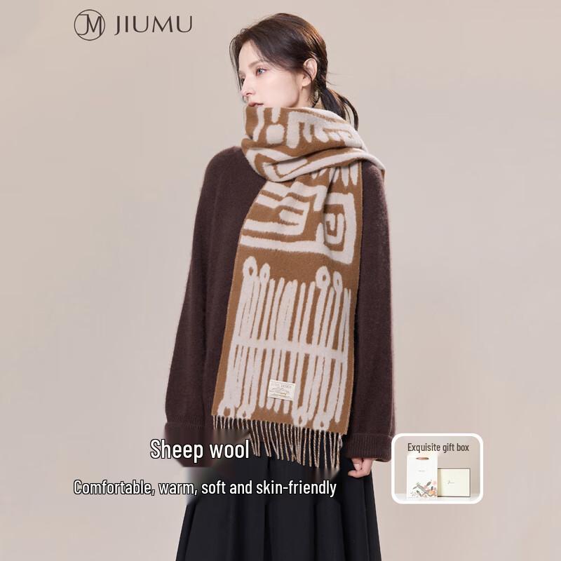 JIUMU Women s Double-Sided Knit Wool Scarf One Size