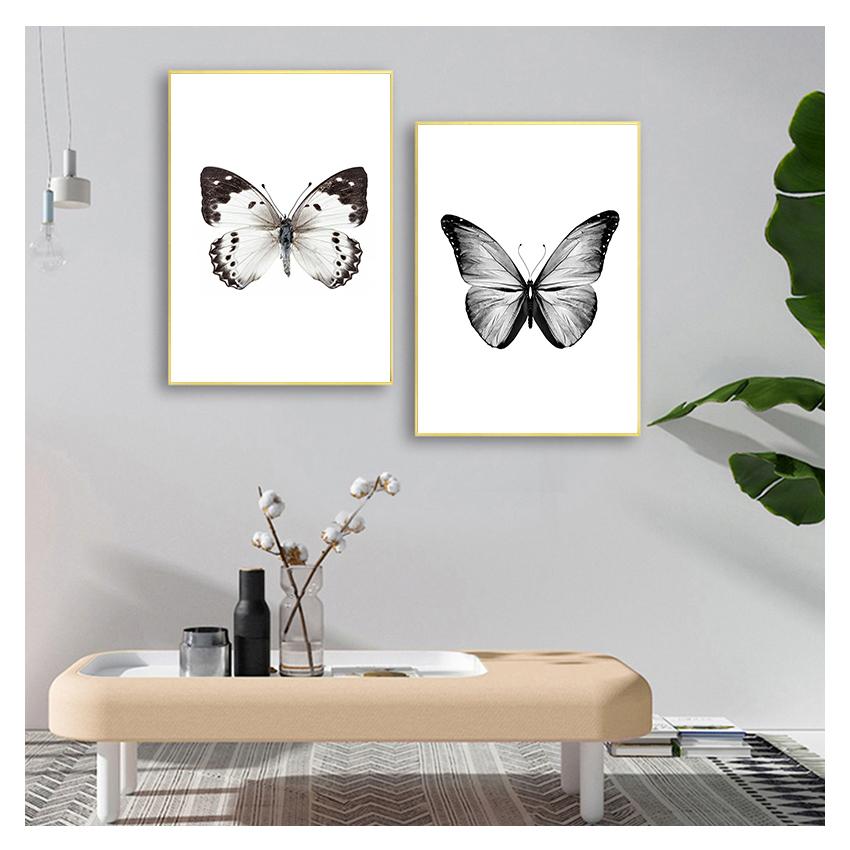 Malerei Schwarz Weiß Schmetterling Nordic Poster Leinwand Kunst Tier Wand Bilder Für Wohnzimmer COLORFULBOY Wand Kunstdruck Leinwand