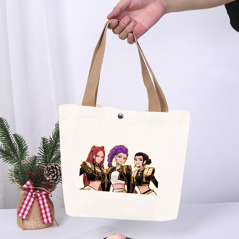 K-Pop Animation Cartoon Printing High Value Fashion Simple Canvas Bag Going Out Portable Shopping Bag Handbag