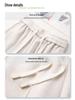 2024 New Beige Wool Blend Women's Wide-Leg Pants - Autumn/Winter Casual Straight-Leg Style