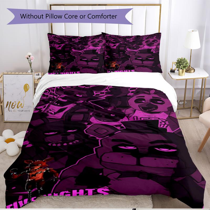 3pcs Duvet Cover Set (1*Duvet Cover + 2*Pillowcase, Without Core), Five Nights At Freddy's Print Soft All‑Season Bedding Set, Home Bedroom Decor Gift