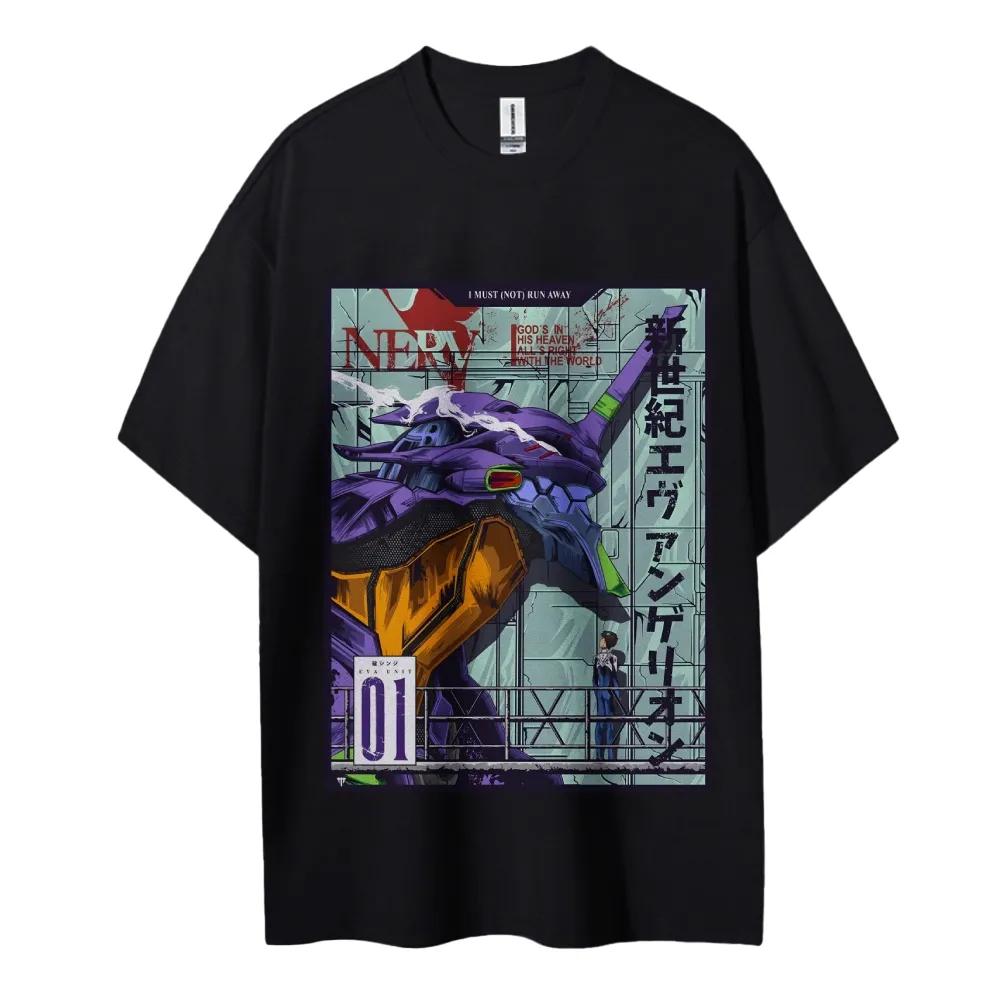 

Neon Genesis Evangelion Cotton Unisex Crewneck Anime TShirt Comfortable Shortsleeved Sports and Casual Unisexs and Womens Tops 4XL