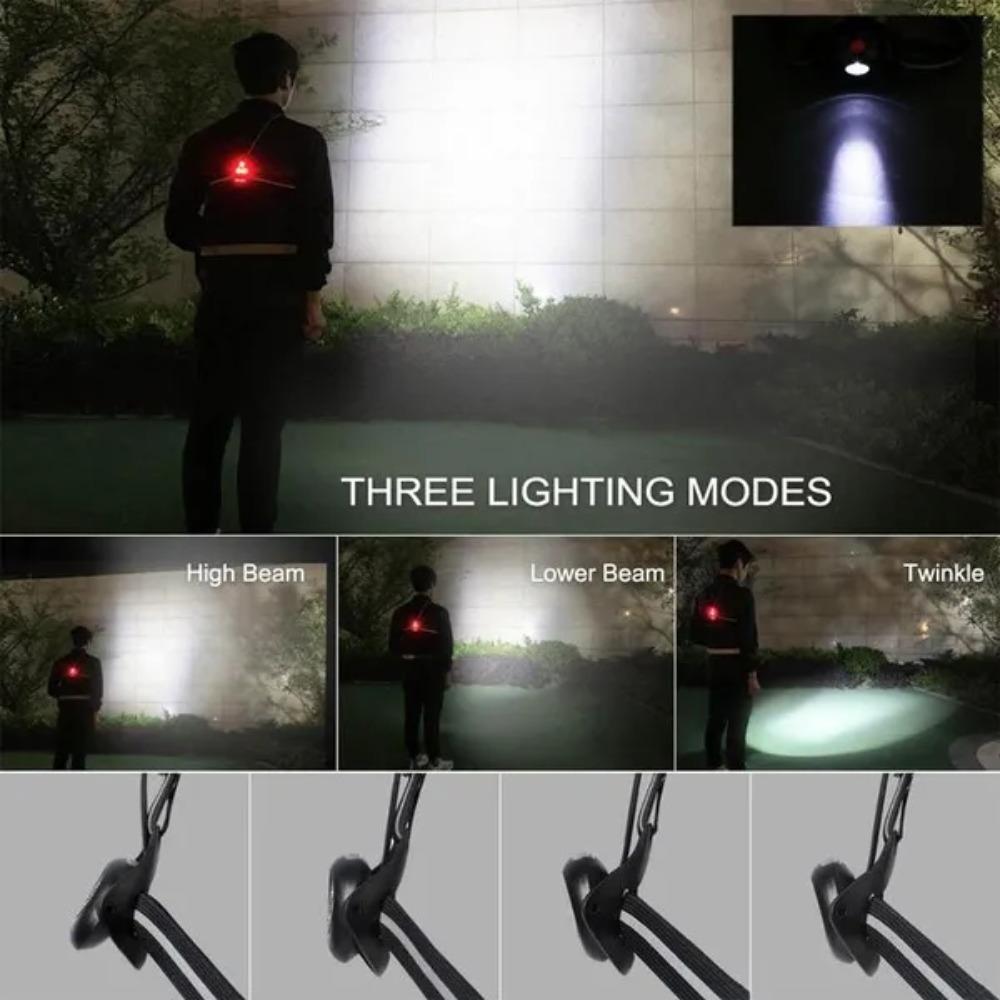 1Pc Waterproof Outdoor Sports LED Running Lights USB Chest Lamp for Night Running Cycling Fishing