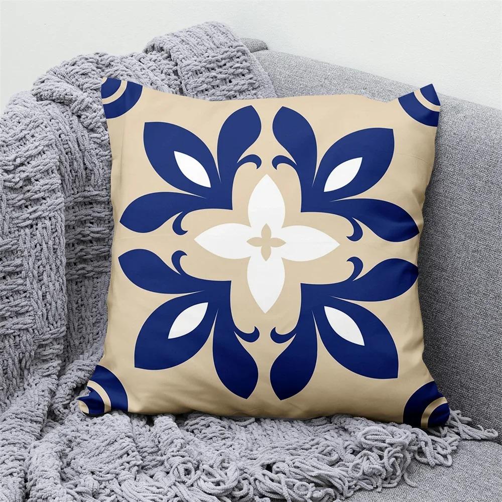 Blue Geometric Decorative Pillowcase Interior Decoration Office Living Room Home Pillowcase