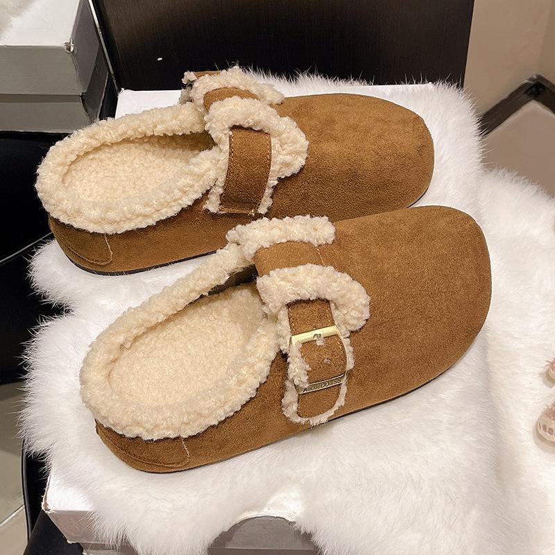 Women s Lightweight Comfortable Non-slip Heightening Winter Warm Plush Lining Non-slip Durable Casual Stirrup Feet Cotton Plush Slippers 35