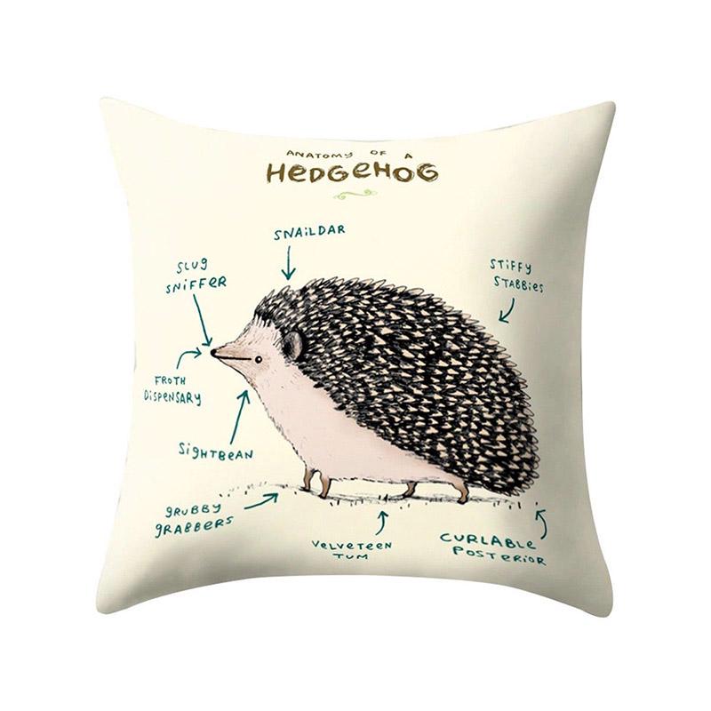 

Case Throw Pillow Animal Cushion Cover Child Gift Home Sofa Decor 18 x18 45cm Hedgehog