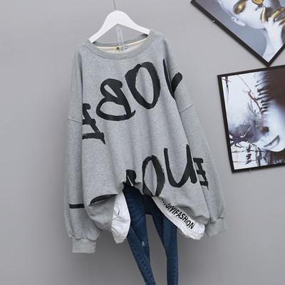 Pulovere cu gât rotund, două piese false, patchwork, casual, supradimensionate, stil coreean, mânecă lungă, streetwear, toamnă, hanorace