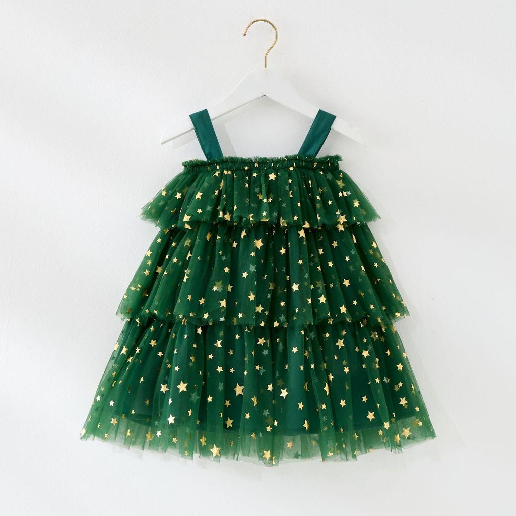 Toddler Baby Girl Christmas Dress Star Sequin Layered Tutu Tulle Dress Girls Cake Smash Xmas Tree Dresses
