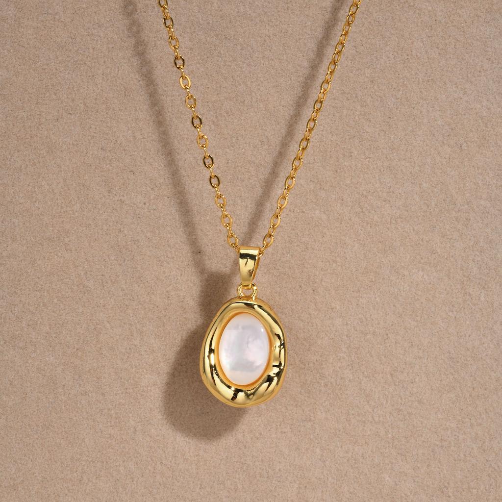 Ovaler Perlenhalskette für Damen, Verstellbare Kette Geometrischer Schmuck Blei Frei Hypoallergen