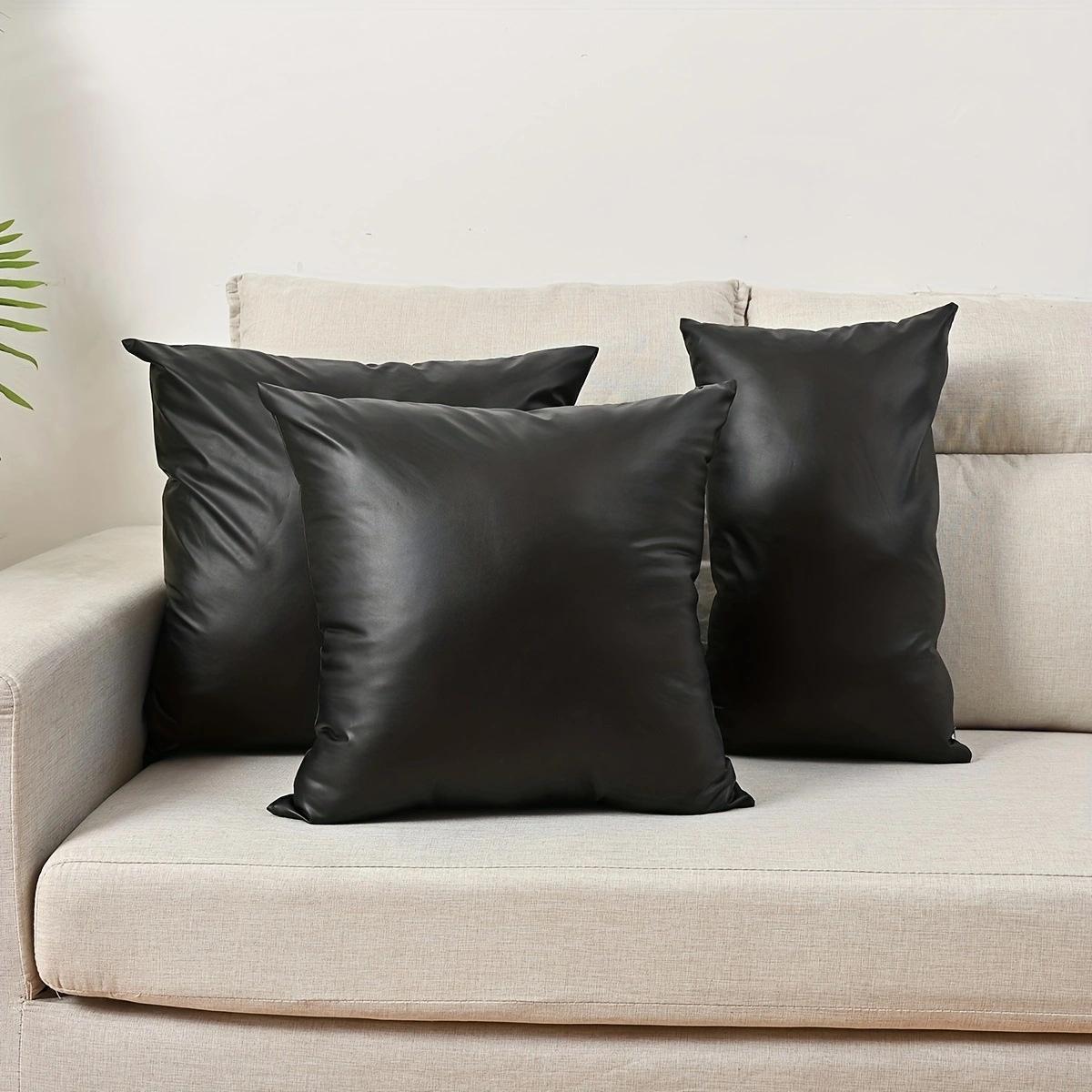 

1PC Faux Leather Cushion Cover Modern Solid Decorative Pillow Case Nordic Soft Luxury Throw Pillow Covers for Sofa Bed Home Deco 30x50cm чёрный