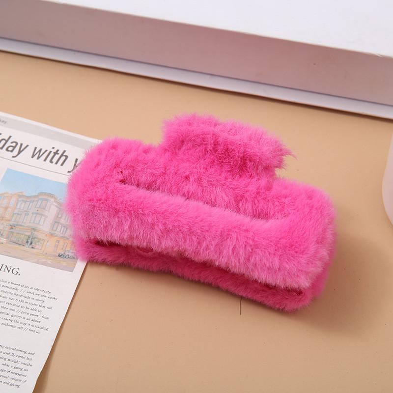 

10.5cm Plush Square Hair Clip Women s Korean Style Ins Simple And Versatile Grab Clip Fashion Shark Clip Hair Accessories