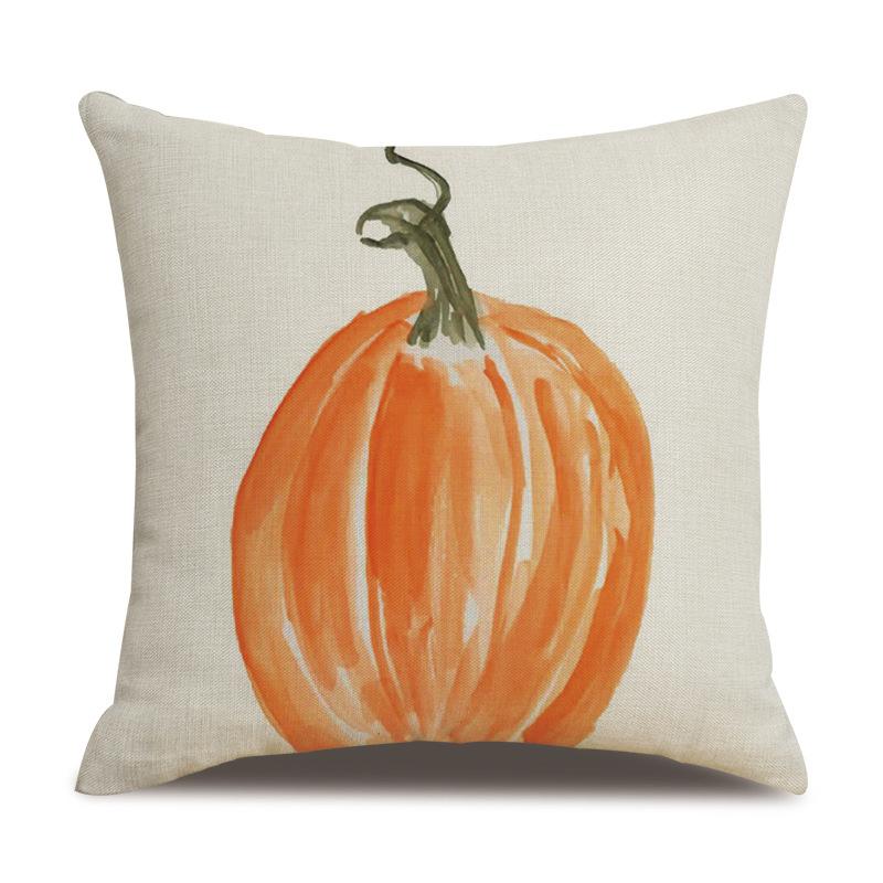Thanksgiving Linen Pillowcase Autumn Pumpkin Print Pillow Cushion Cover