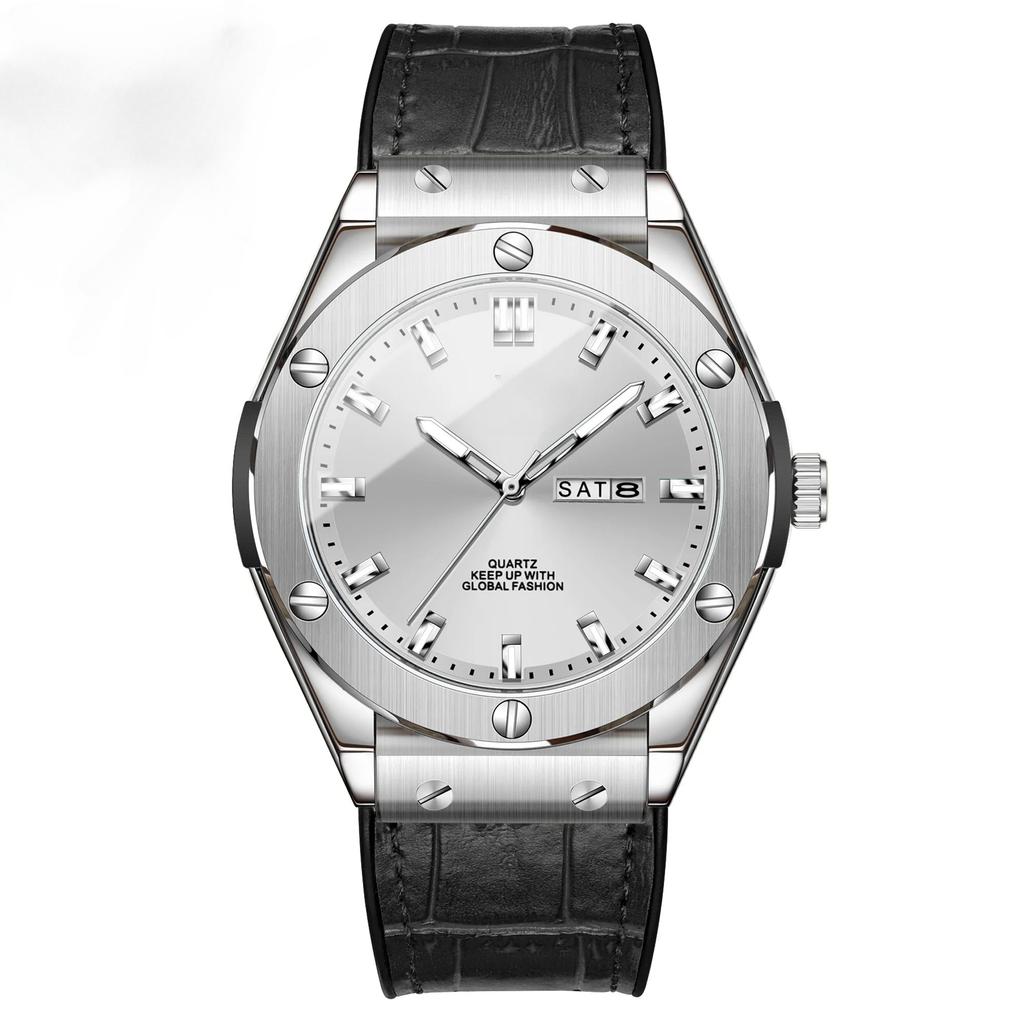 Business Watch Waterproof Luminous Date Calendar Function Men's Stainless Steel Quartz Wristatch