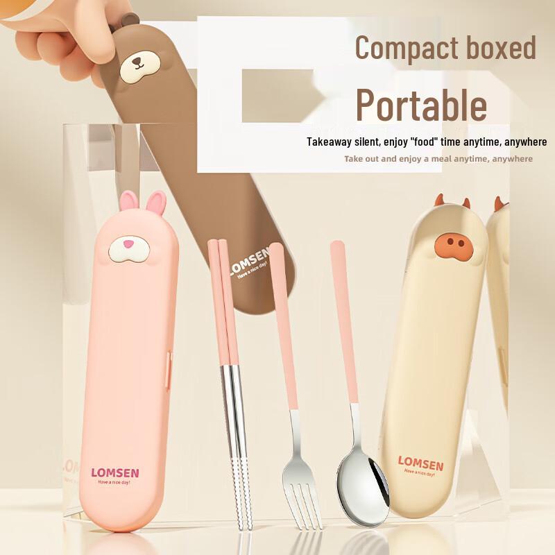 Cartoon Style 304 Stainless Steel Portable Cutlery Set