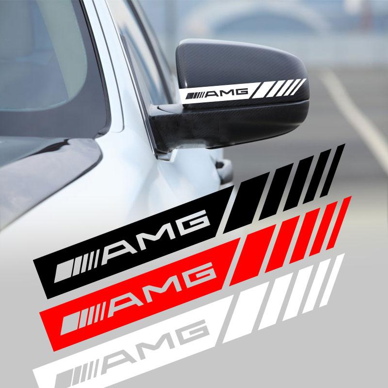 2Pcs Car Stripe Stickers Rearview Mirror Reflective Vinyl Decals Decoration For Mercedes Benz AMG W204 W205 W212 W213 W222 x153 W176 W177 Keychain