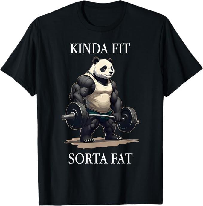 Trochu padne Sorta tlustý Panda do posilovny Vzpírání Trénink Fitness Tričko