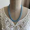 Used 647 Light Blue White Hearts and SV925 Navajo Pearl Beads Necklace