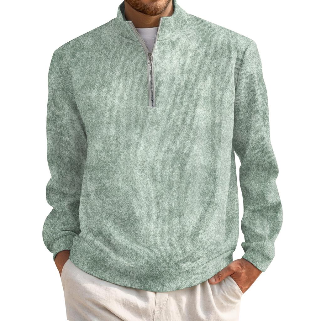 Men's Short Zip Pullover Turtleneck Long Sleeve Top