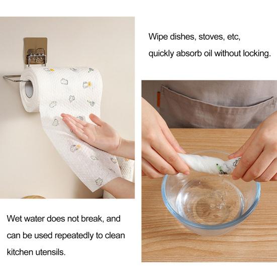Roll Kitchen Paper Towel Super Water Oil Absorbent Wet Dry Dual Use Food Grade Tear-off Reusable Washable Lazy Rag Dishwashing Cloth
