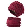 Berretti invernali in pile Skullies Set per donna e uomo Cappello termico in velluto lavorato a maglia con sciarpa Cappelli da sci da esterno antivento da uomo
