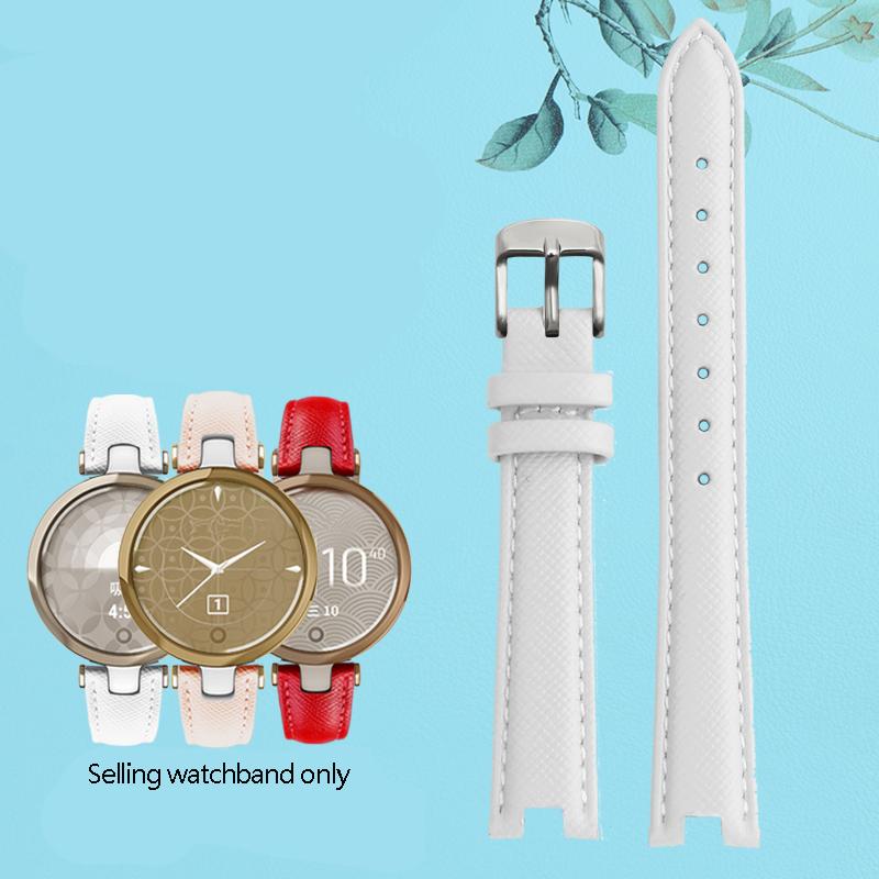 New Genuine Leather Watch Band For Garmin Lily Smart Sports Watchband Women Fashion Soft Breathable Strap Bracelet White 14*6mm