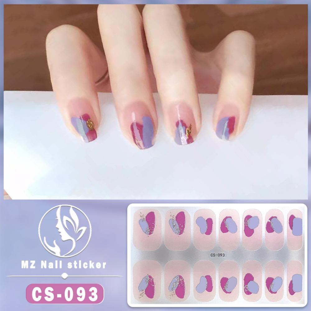 New type of bake-free gel nail polish film, full sticker, plaid spring and summer flower nail art film, nail film, waterproof paper patch
