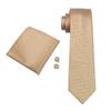 Fashion Men's Necktie Ring Set Light Brown Floral Silk Tie Handkerchief Cufflinks for Party Business