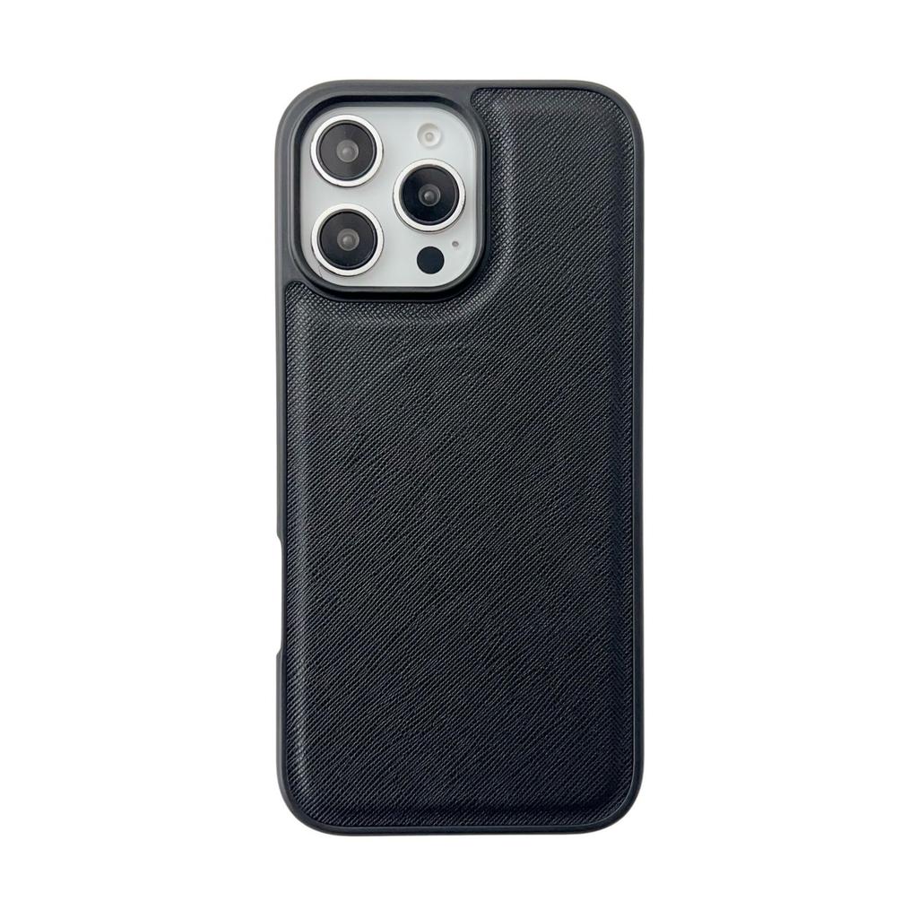 Cross pattern magnetic leather mobile phone case is suitable for Apple 17ProMax carbon fiber pattern magnetic suction 15pro protective case.