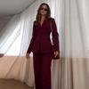 Bürodame Blazer Mantel Hosen Set Damen Einreiher Langarm Mäntel Slim Bleistifthosen