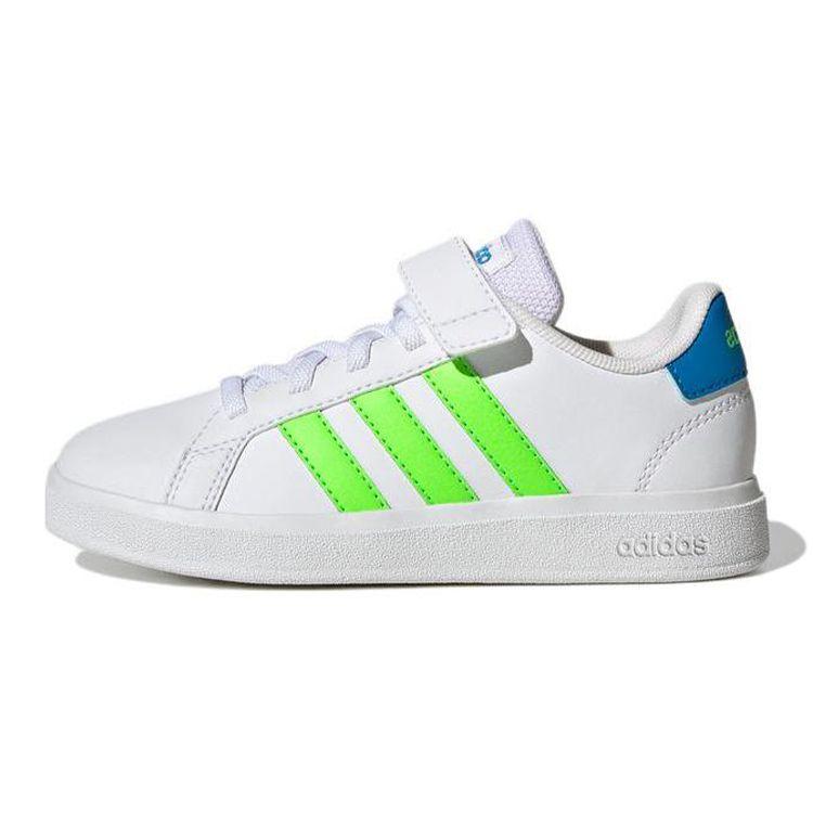 Adidas Neo Grand Court 2.0 El K Comfortable Casual Durable Low-Top Skate Shoes Kids Sneakers White Green GW6515