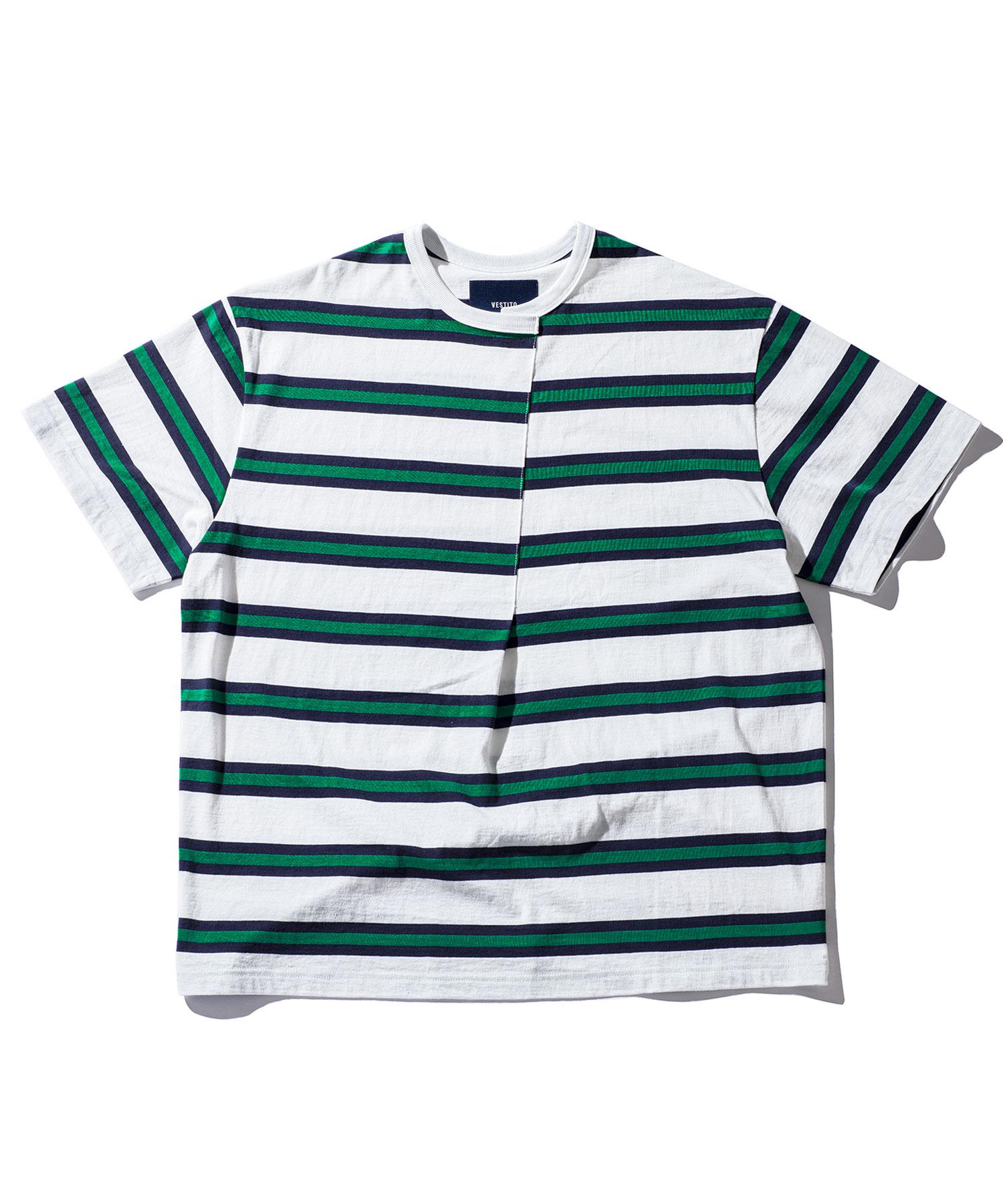 Bestitto Pintuck Striped T-Shirt Stripe/48(M)