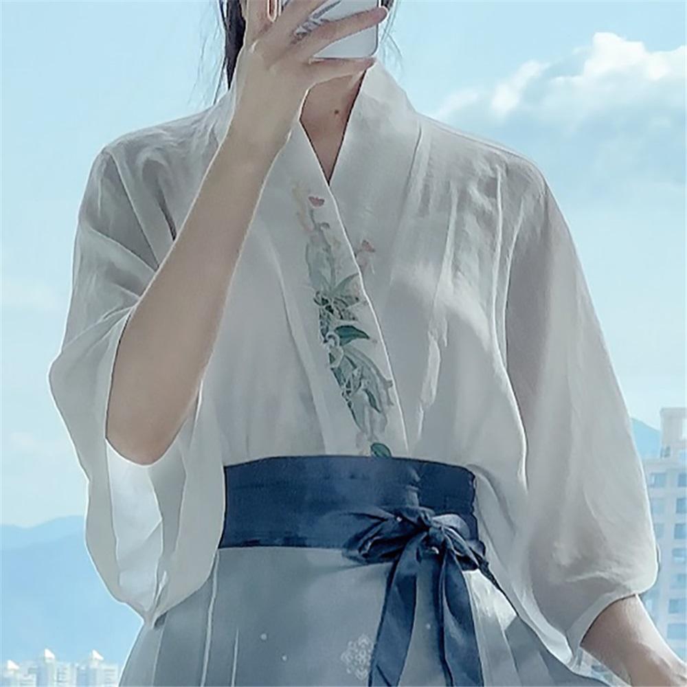 Chinese Song Dynasty Style Hanfu For Women Pleated Skirt Daily Set Spring And Autumn