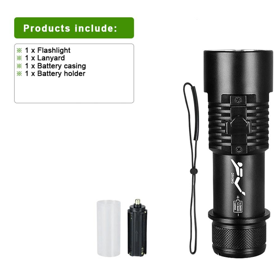 Profesjonell dykkerlommelykt trippellys 40000LM dykkerlykt langdistanselampe Amfibisk dykkerlykt dykkerlykt