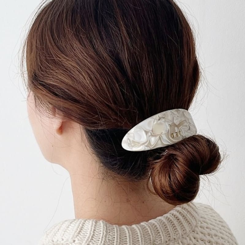 Oar Classic Big Marble Barrette [Ivory Marble]